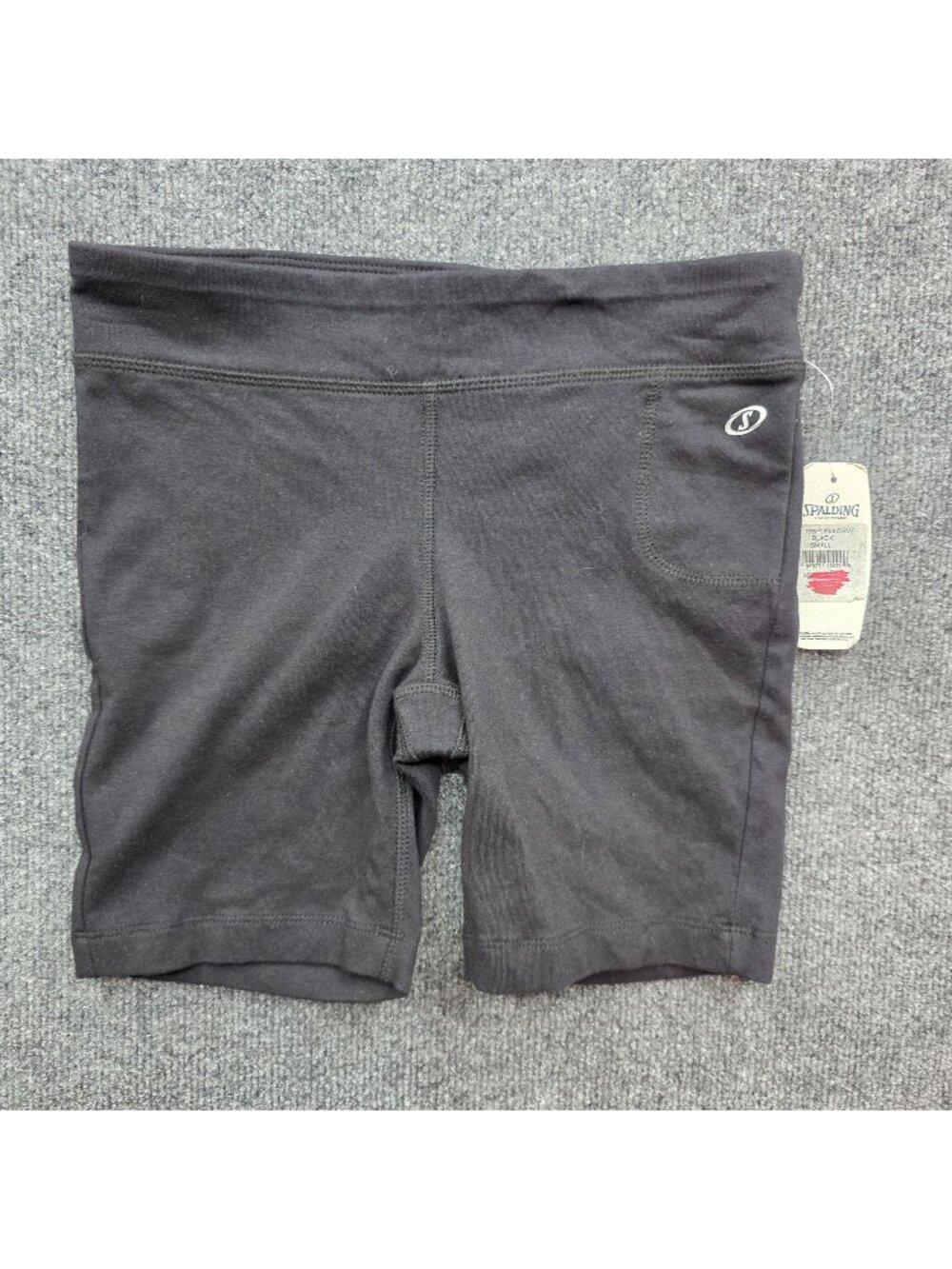 Spalding Bike Shorts S Black Pocket Everyday Stretch Yoga Minimalist Athletic